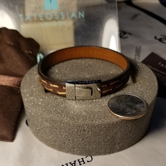 Host Pick! New TATEOSSIAN Men's Leather Steel Bracelet - Picture 7 of 7